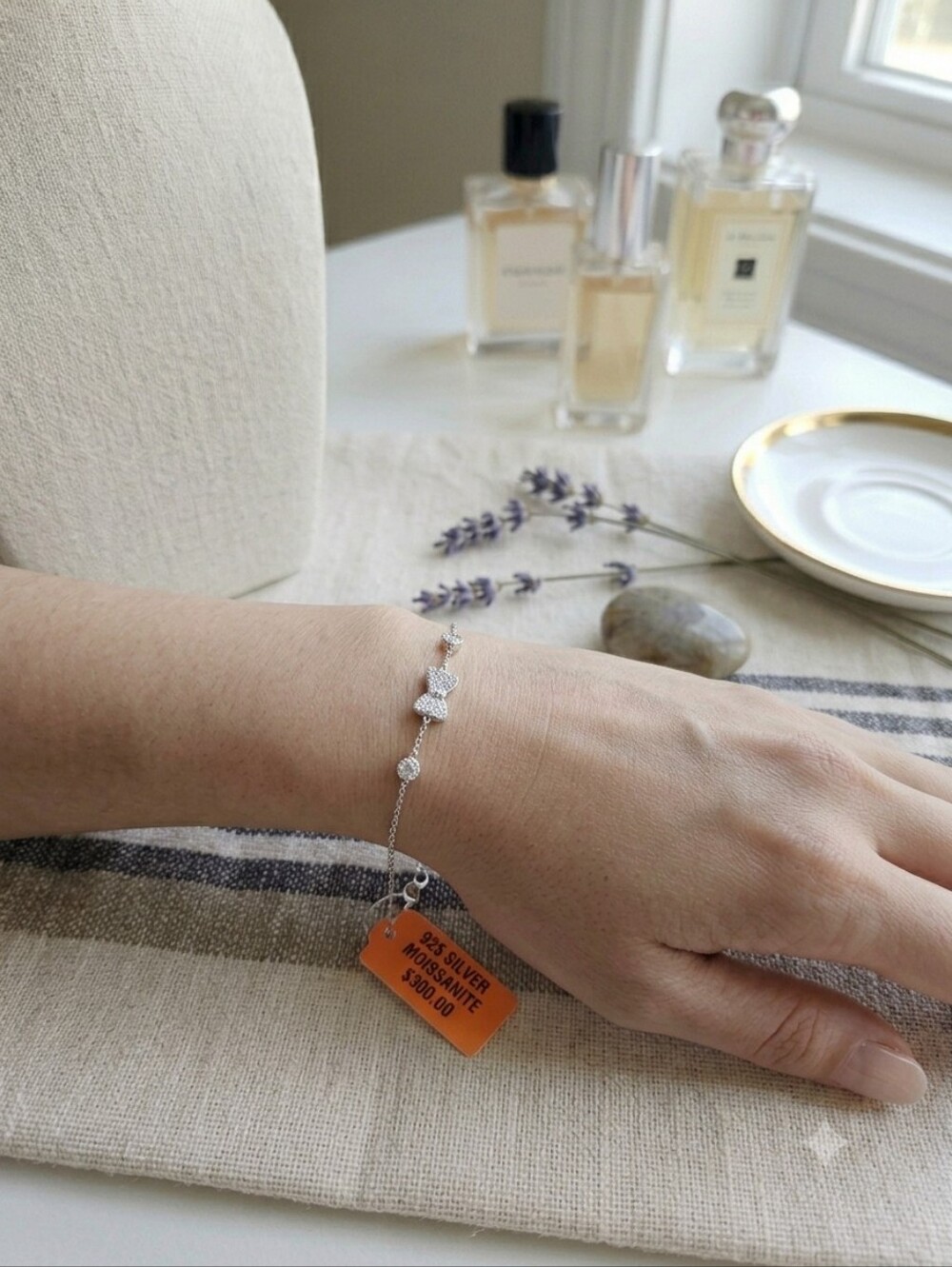 Moissanite 1.0 CTW NWT 925 Silver Bracelet With Moissanite Cat And Paw
